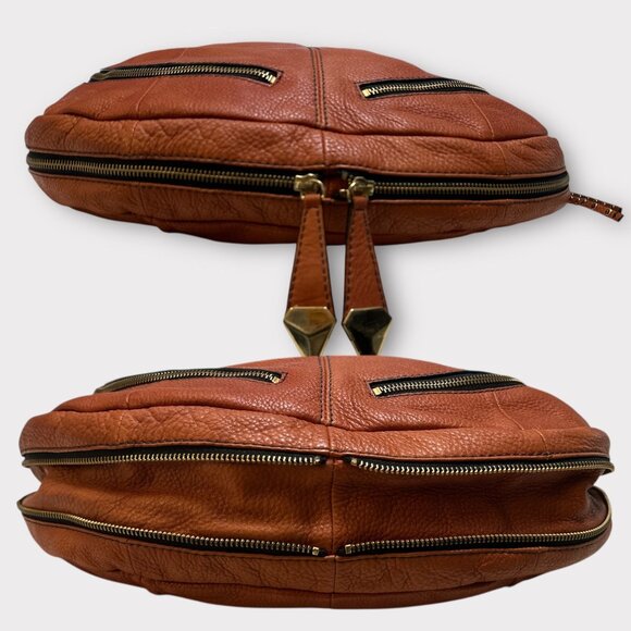 orYANY Jasmine Hobo Congac Pebbled Leather Shoulder Bag Slouchy Studded Tassels - Picture 7 of 12